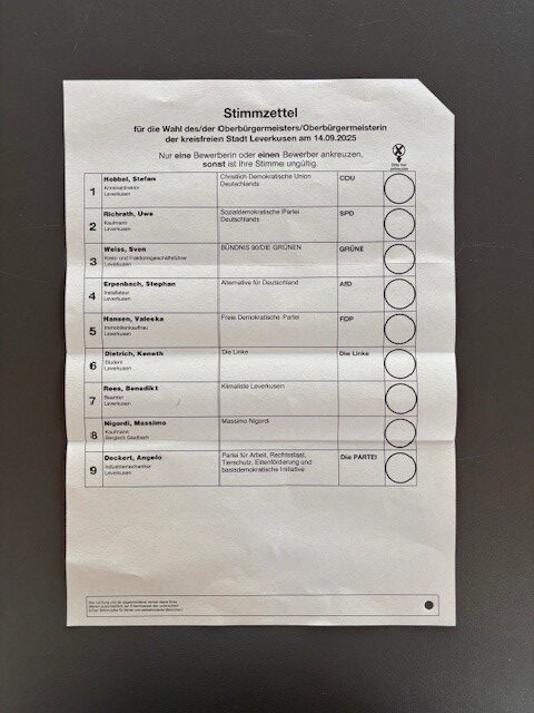 Stimmzettel für die OB-Wahl 2025