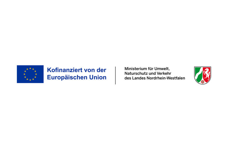 Die Logos der Träger des EFRE/JTF-Programms NRW 2021–2027, die Landesregierung NRW und die Europäische Union