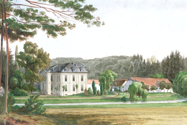 Historische Ansicht Schloss Morsbroich und Park