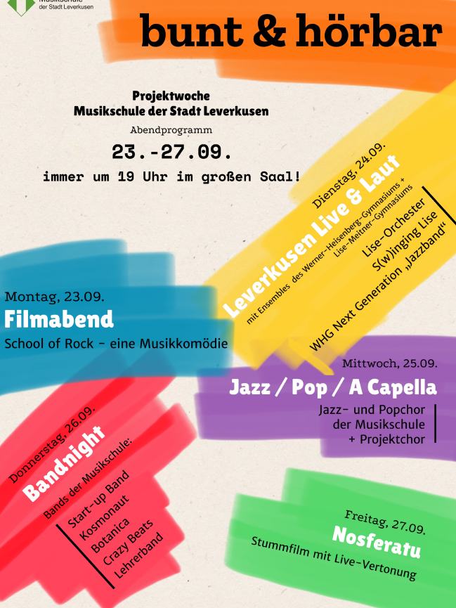 Plakat der Musikschule mit Abendprogramm