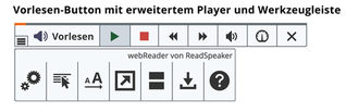 Bild 2: Bedienfeld des Vorlese-Buttons mit Player und Funktionsleiste