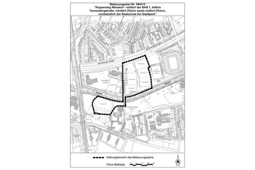Geltungsbereich des Bebauungsplans Nr. 284/I+II