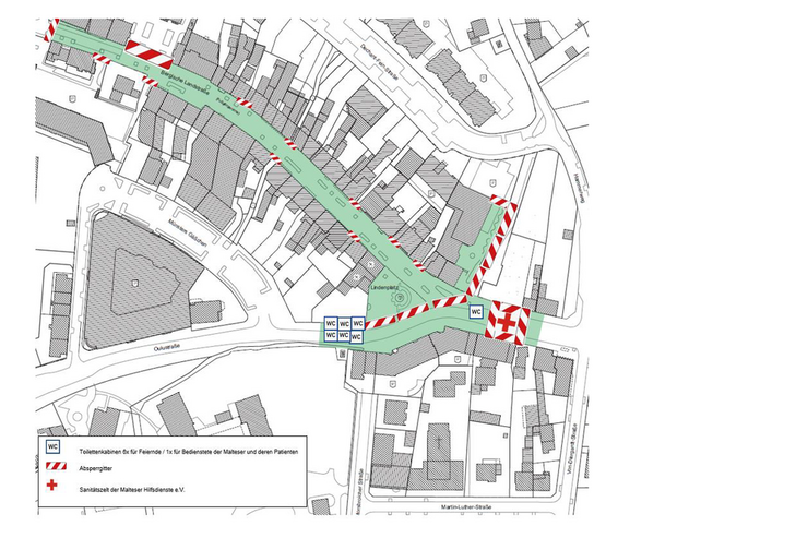Der Bereich des Glasverbotes ist auf der Karte in grün eingefärbt.