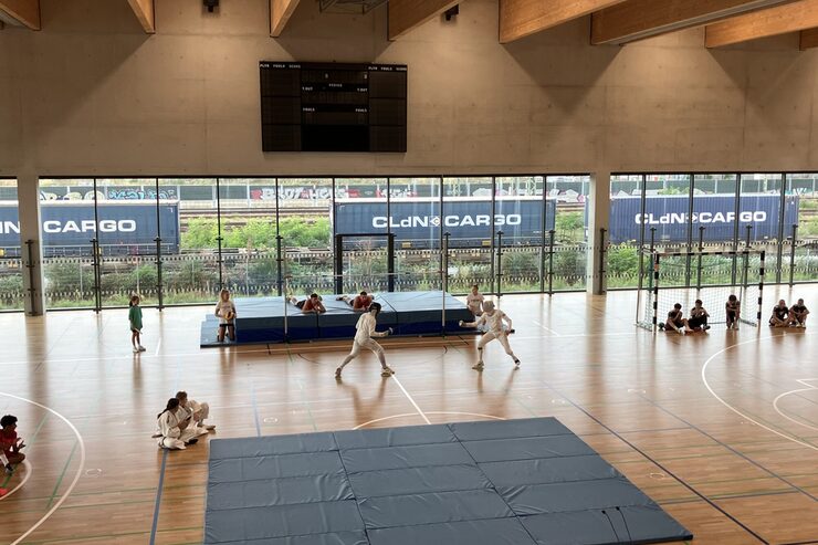 Neue Sporthalle des Landrat-Lucas-Gymnasiums von innen