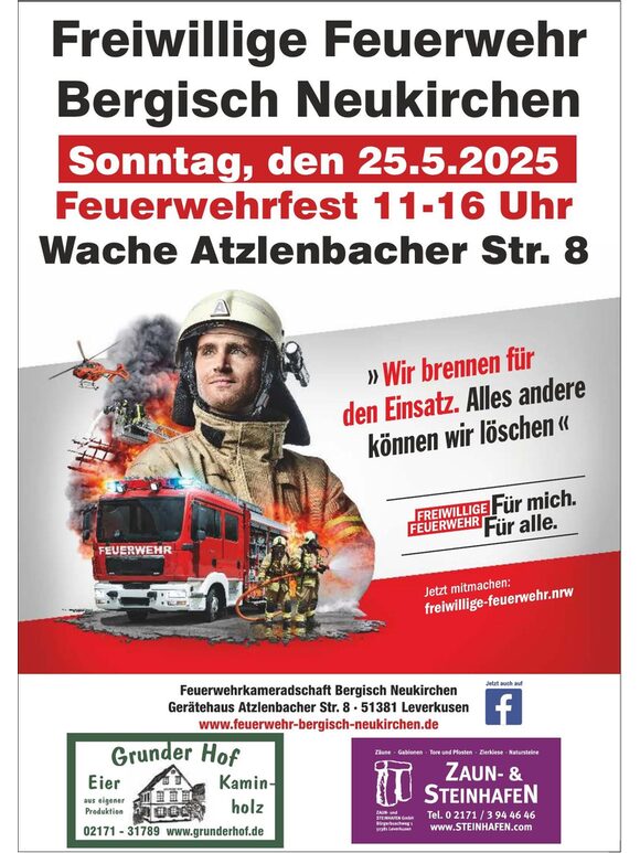 Plakat Feuerwehrfest Bergisch Neukirchen