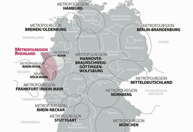 Kartenauszug Metropolregionen in Deutschland